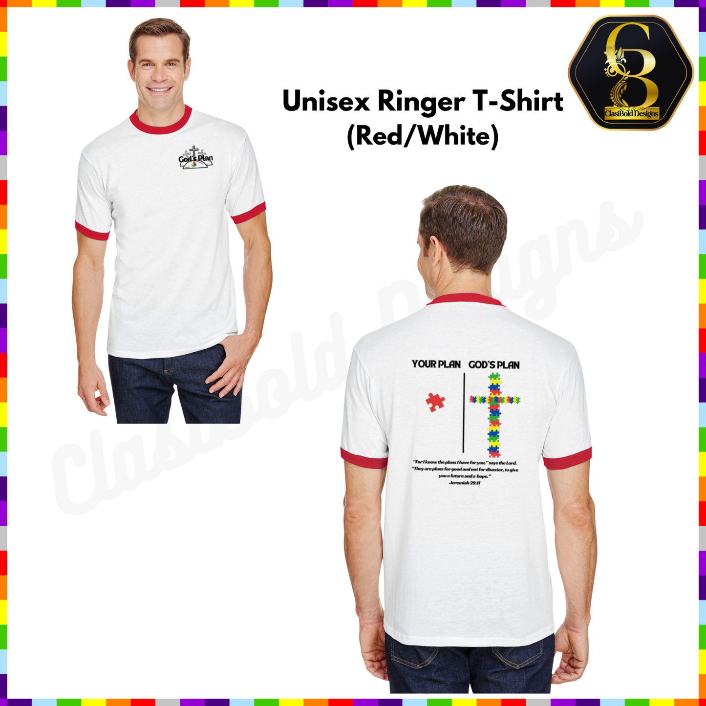 Unisex Fine Jersey Ringer Tee – Spectrum of Light: God's Plan in Every Piece