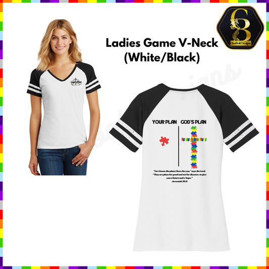 Ladies Game V-Neck (White/Black)