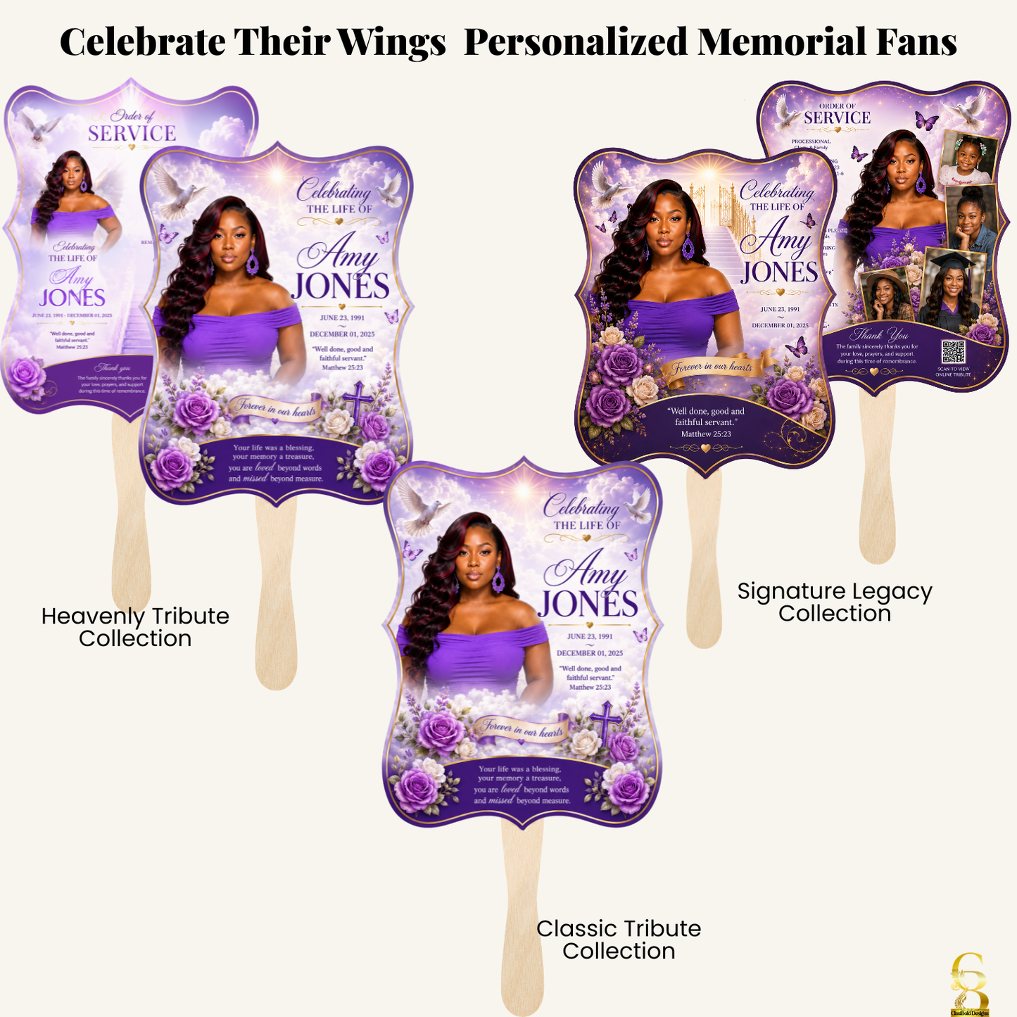 Celebrate Their Wings Personalized Memorial Fans