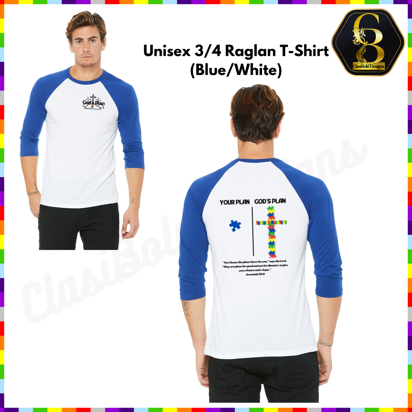 Unisex Fine Jersey Raglan Tee – Spectrum of Light: God's Plan in Every Piece
