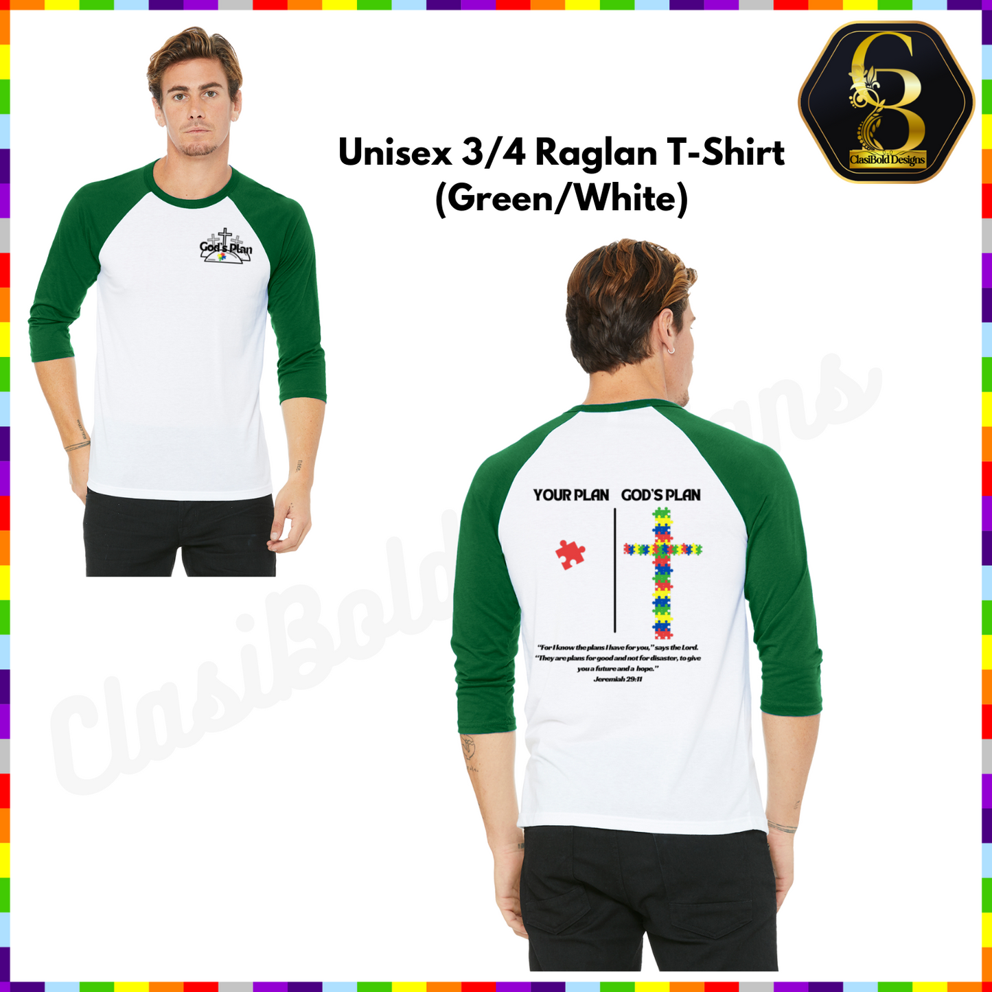 Unisex Fine Jersey Raglan Tee – Spectrum of Light: God's Plan in Every Piece