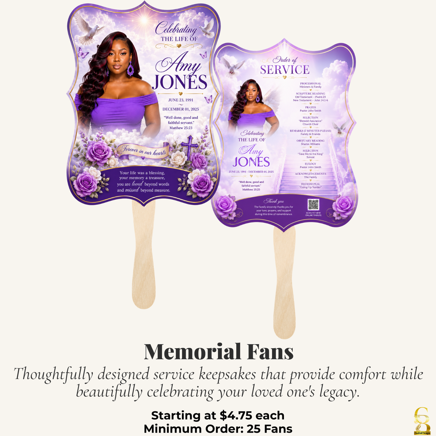 Celebrate Their Wings Personalized Memorial Fans