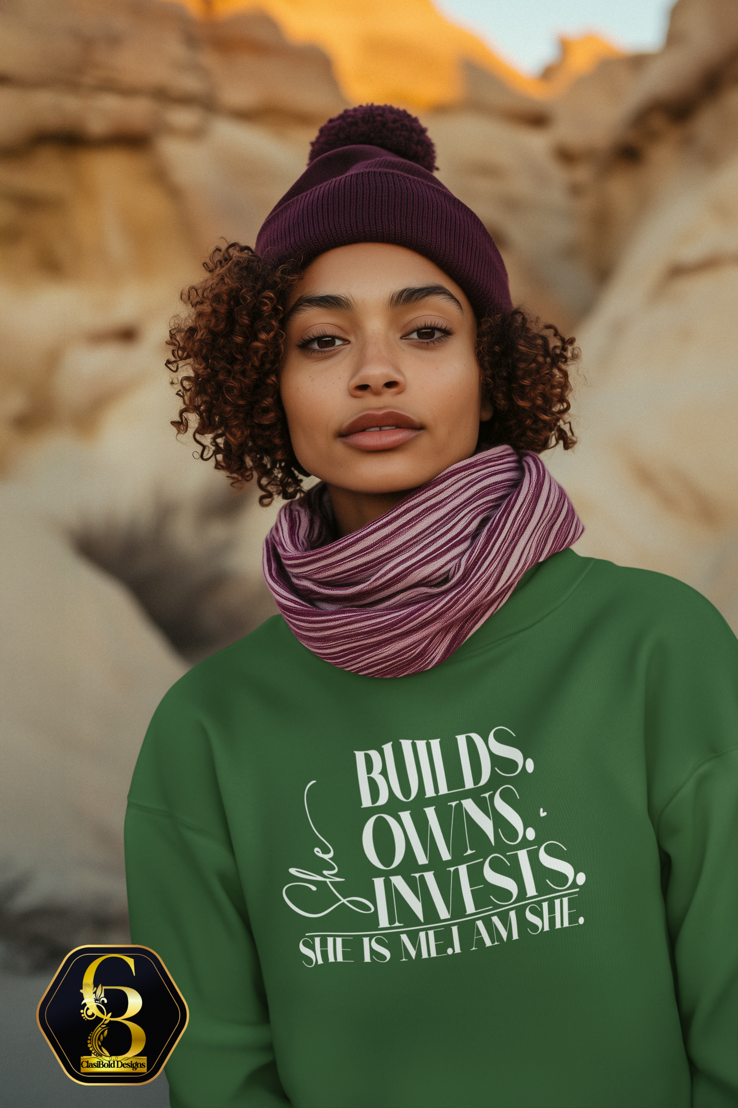 She Builds. Owns. Invests. – She Is Me. I Am She. | Legacy Crewneck Sweatshirt