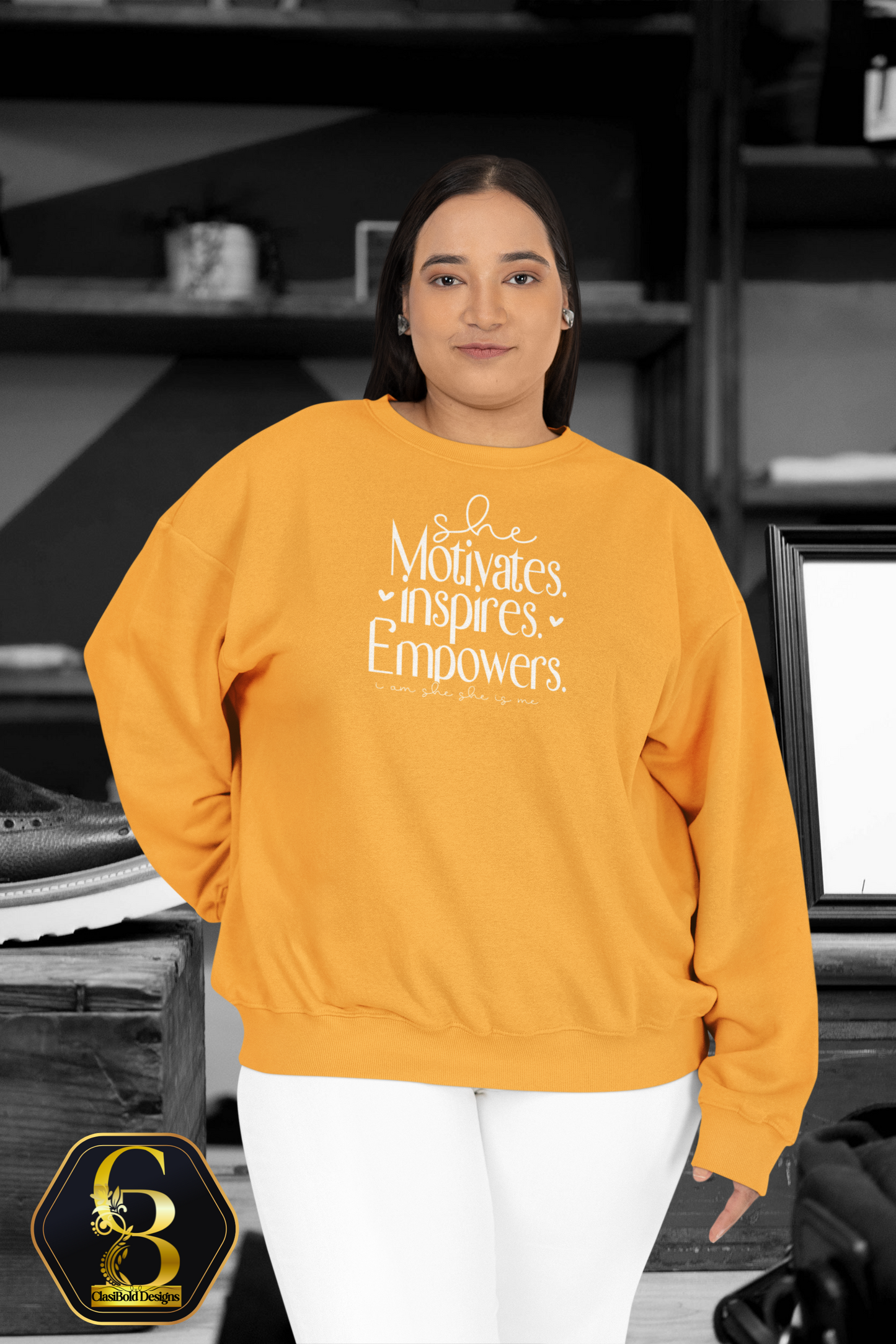 She Motivates. Inspires. Empowers. | Empowerment Crewneck Sweatshirt